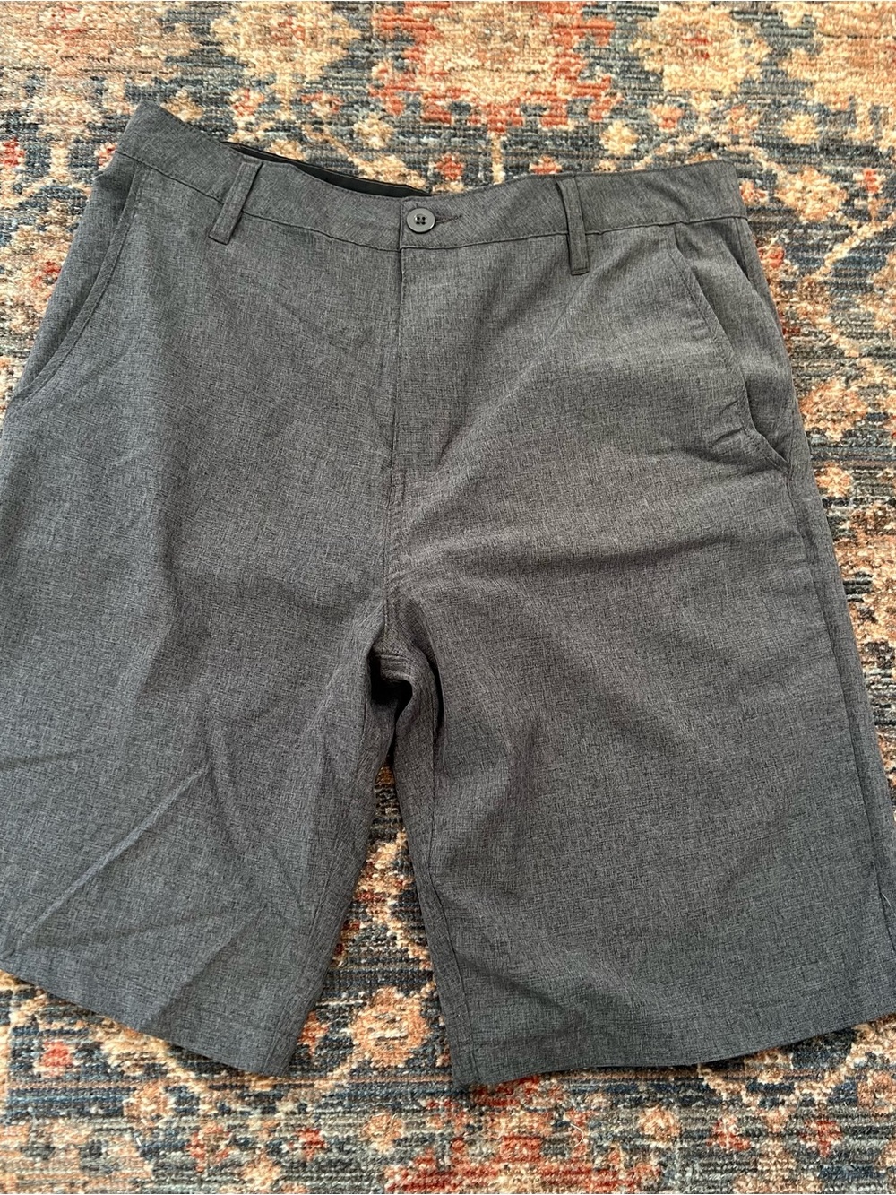 Men's Flat Front Charcoal Gray Shorts - Clean Tailored Look